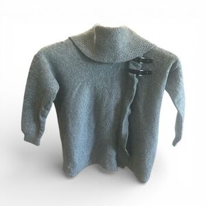 Gray 100% Extra Fine Merino Wool Sweater with Buckle Detail Kids Size Medium